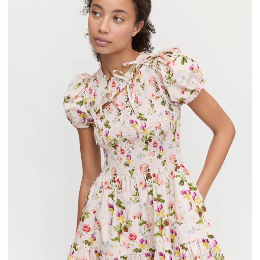 Hill House Pink Floral Mini Dress